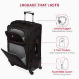 SwissGear Sion Softside Expandable Luggage – Medium Checked Suitcase with 360 Degree Wheels & Retractable Handle – 25 Inch, Perfect for 1-7 Night Trips – Black