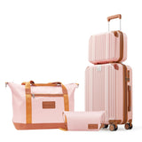 CASELLY Luggage Set 3 Piece Luggage with PC+ABS Hardshell TSA Lock Spinner Wheels Carry on Lightweight Suitcase，YKK Zippers (Pink, 4 piece（14/20/DB/TB）)