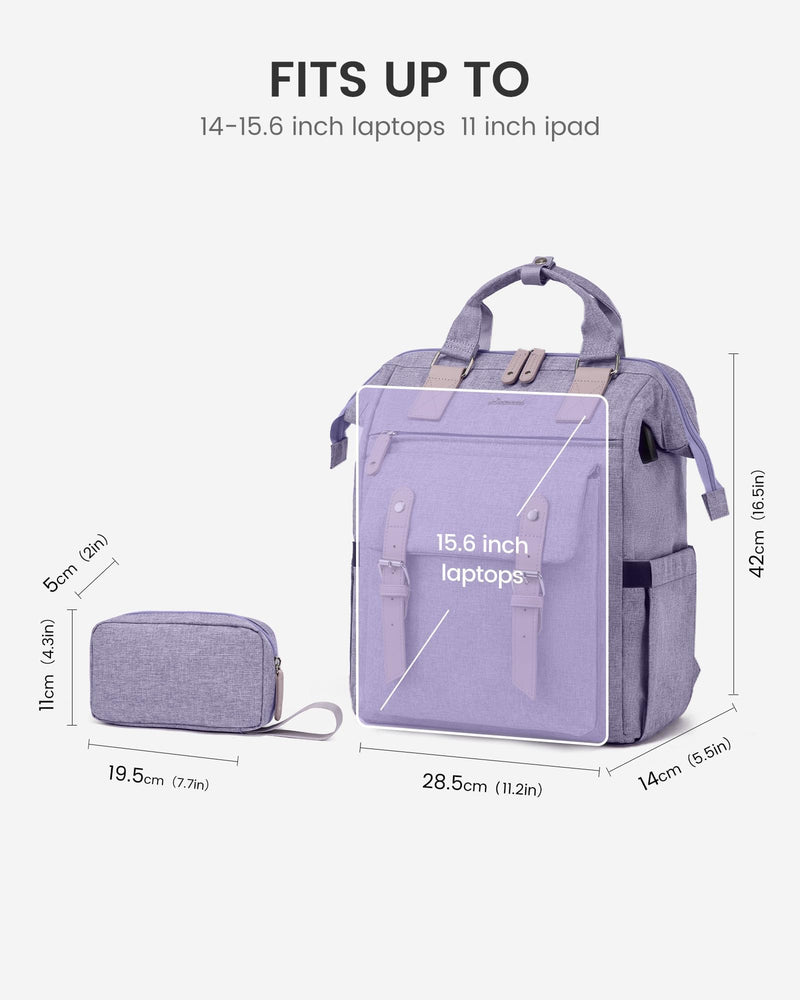 LOVEVOOK Laptop Backpack for Women, 15.6 Inch Teacher Nurse Bag Work Travel Computer Backpacks Purse, College Bookbag for School, Water Resistant Daypack, 15.6 inch