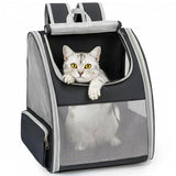 Conlun Cat Backpack Carrier for Small Dogs and Cats Fit Up to 15 Lbs,Small Dog Backpack, Foldable with 3-Side Mesh Windows, Pet Carrier for Travel & Hiking Friendly，Gray