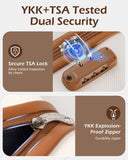 LONG VACATION 6 Piece Luggage Set Carry on Suitcase with ABS+PC hardshell, Spinner Wheels & YKK Zipper TSA Lock (BEIGE-BROWN, 6 piece set)