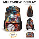 Homexzdiy Kids Backpack for Boys, Baseball Backpacks Gifts for Children Students, 17'' Lightweight Baseball Bookbag for Travel Elementary Middle School, Back to School Essentials Gifts