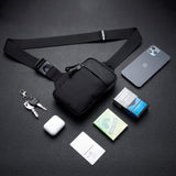 Simptech Mini Crossbody Sling Bag Chest Bag Dual Pocket Water Resistant Fanny Pack for Men Women Running Travelling