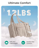 BAGSMART Boxy Tote Bag for Women, Crossbody Bag with Zipper, Crush Bow Purses for Travel Work College, Camel, Small