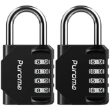 Puroma 2 Pack Combination Lock for Locker 4 Digit Outdoor Waterproof Padlock for School, Gym, Sports, Fence, Toolbox, Gate, Case, Outdoor, Hasp Storage (Black)