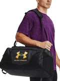 Under Armour Unisex-Adult Undeniable 5.0 Duffle, Black Medium Heather (002)/Metallic Gold, Small