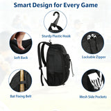 MATEIN Youth Baseball Bag, Softball Bag with Cleats Pocket for Girls, Boys, Adult, Large Baseball Backpack for Men with Fence Hook- Hold 2 Bats, Batting Mitten, Helmet, Caps, Teeball Gear