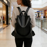 LY&SQ Faux Leather Backpack Purse for Women Anti-Theft Travel Backpack With Detachable Shoulder Strap Ladies Fashion Handbag(Black)