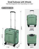 Hanke Underseat Carry On Luggage with Wheels, Lightweight Small Suitcase Airline Approved 16 Inch Softside Personal Item Travel Bag for Women Men, Compact Under Seat Luggage.(Forest Green)