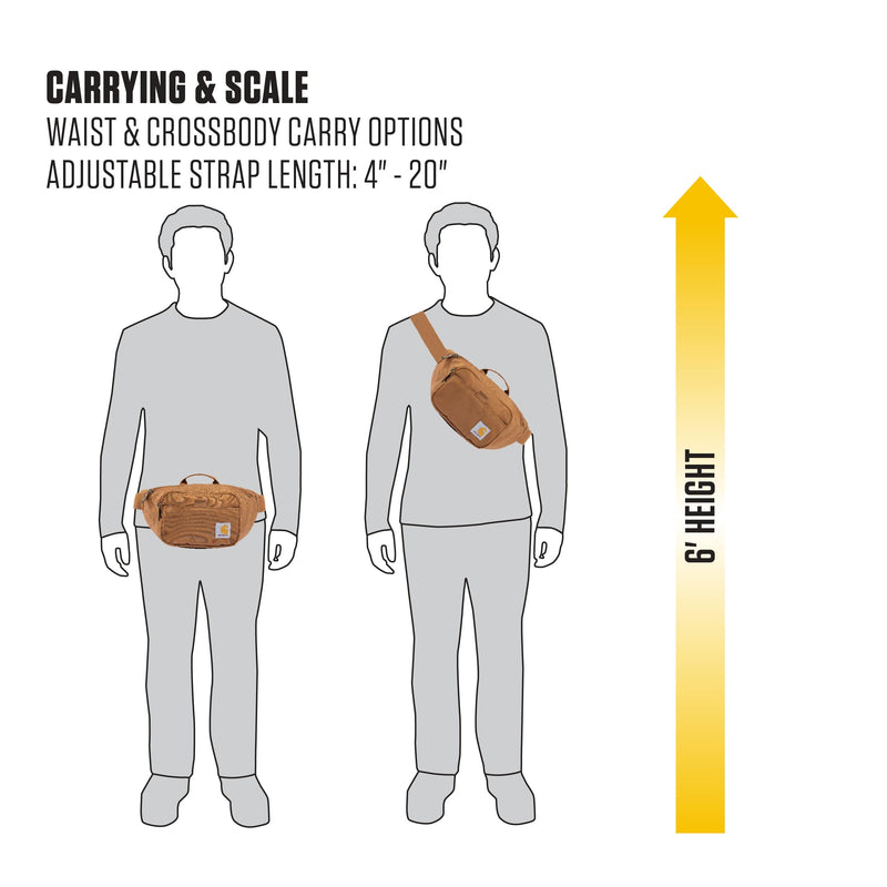 Carhartt Classic Adjustable Sling Bag, Durable, 600-Denier Water Resistant Hip Pack, Essential Waist Pack (Port)