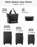 YOETEY Luggage Sets 5 Piece, Hardside Suitcase with Wheels, TSA Approved, Black