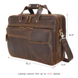 Polare X-Large 18" Full Grain Leather Briefcase For Men Business Travel Case Messenger Bag Fits 17.3" Laptop (Brown)