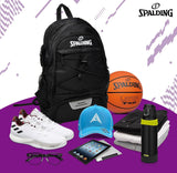 Spalding Basketball Backpack Sports Bag | Large Black Backpack with Shoe and Ball Compartment | Use for Sport Accessories and Stuff | Gifts for Basketball Players