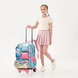 Meetbelify Cute Cat Rolling Backpack for Girls Backpack with Wheels for Elementary Student Kids School Bag with Lunch Box Pencil Case for Girls Ages 6-8 Years Old