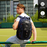 Swissdigital Design Laptop Backpack with USB Charging Port, Travel Backpack Fits 15.6 inches Computer, 31L College School Backpack for Men, Blue/Black | SD803-12