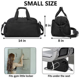 14 inch Small Gym Bag for Women & Men, Mini Duffel Bag for Travel Sports Lightweight Carry On Bag, Black