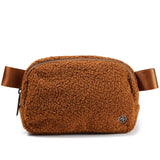 Pander Fanny pack Everywhere Fleece Belt Bag for Women and Men with Adjustable strap Belt, 1L. (Saddle Brown)