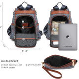 MKP COLLECTION Women Fashion Backpack Purse Multi Pockets Anti-Theft Rucksack Travel Shoulder Bag Handbag Set 2pcs