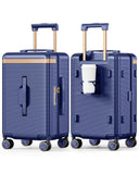 Joyway 22 Inch Carry on Luggage with Cup Holder, Hard Shell Carry-on Suitcases with Shock Absorbing Spinner Wheels, Lightweight Luggage with TSA Lock for Women Men, Blue