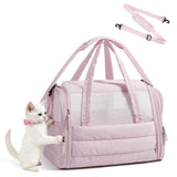 BAGSMART Cat Carrier: Soft-Sided Pet Carrier for Small Medium Cats Dogs Puppy Quilted Collapsible Puffy Travel Bag Up to 20 Lbs Pink