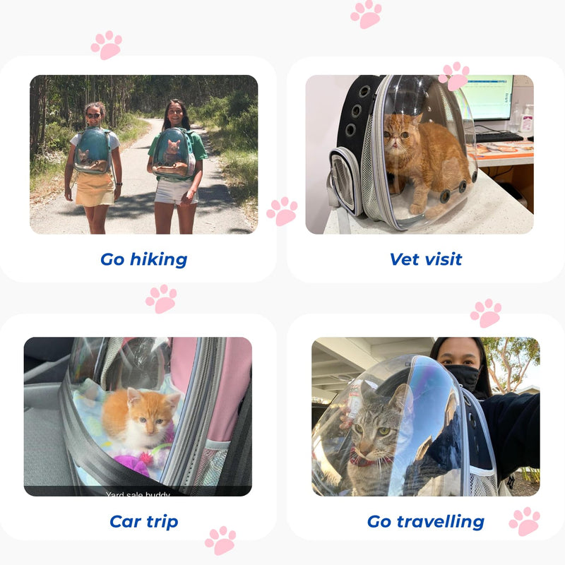 Lollimeow Cat Carrier Backpack, Expandable Bubble Pet Carrier for Cats and Small Dogs, Airline Approved Travel Backpack for Hiking, Walking & Outdoor Adventures - Supports up to 16 lbs