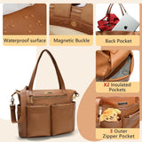 miss fong Diaper Bag Tote Leather Diaper Bag Backpack Pañaleras Para Bebe with 11 Pockets,Leather Diaper Tote with Diaper Changing Pad, Baby Bag for Moms Mommy Bag for Women