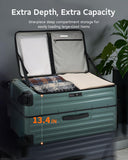 CENSIEN Luggage Sets 2 Pieces, 20 Inch Carry On Luggage and 29 Inch Checked Luggage with Spinner Wheels, Lightweight ABS+PC Hardshell Trunk Suitcases with Aluminum Frame, Top Opening (Green, 20/29)