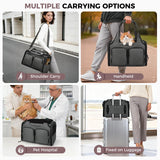 Dog, Cat Carrier for Pets Up to 15 Lbs, Airline Approved Collapsible Soft-Sided Pet Travel Bag with Locking Zippers, Breathable Mesh and 4 Large Pockets, Removable Fleece Pad (Dark Grey)