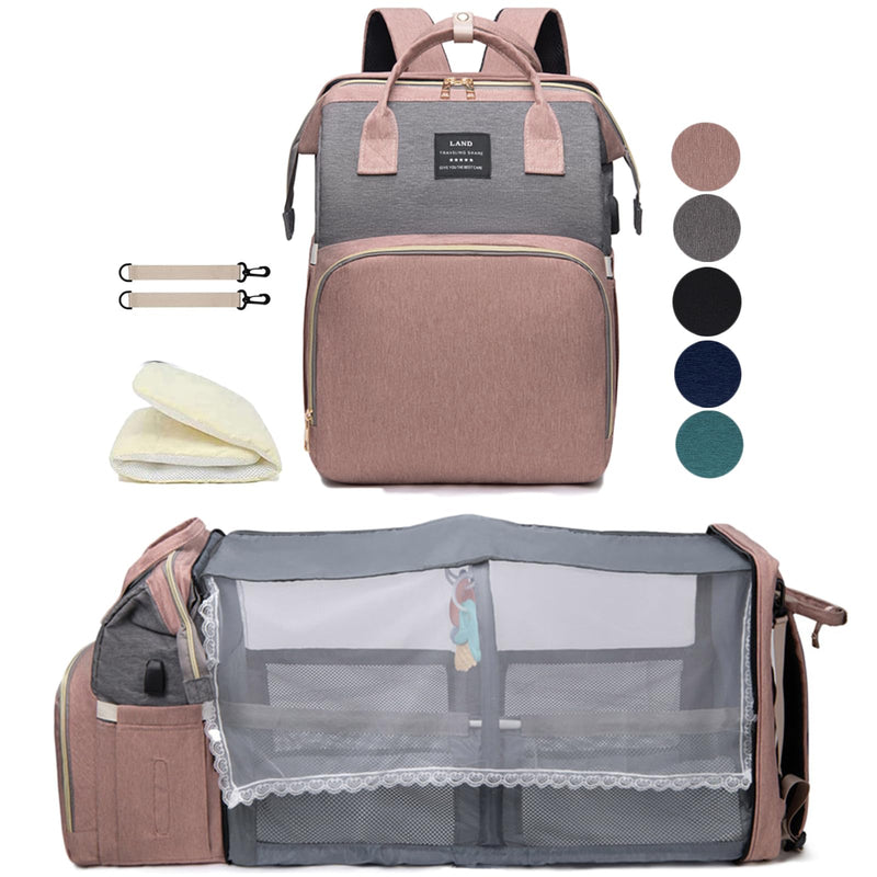 Diaper Bag Backpack with Changing Station: Pink Baby Bags for Girls Boys Mom with Large Capacity Pañaleras Para Bebe Niña Baby Girl Newborn Essentials Must Haves Baby Shower Gifts Baby Registry