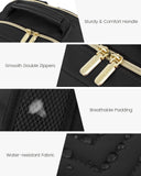 LOVEVOOK Laptop Backpack Purse for Women, Work Travel Computer Bags, College School Backpack for Student Girl, Quilted Casual Daypack with USB Port, Fit 15.6 Inch Laptop, Black