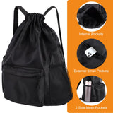 Dntorx Drawstring Backpack, Gym Bag with Water Bottle Pocket, Drawstring Sackpack, Waterproof String Backpack for Soccer, Basketball, Swim for Women Men