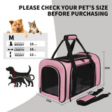 Yipincover Cat Carriers Soft-Sided,Pet Carrier for Small Cats Dogs Puppies up to 1-15 LBS,TSA Airline Approved, (Medium,Pink)