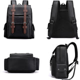 Farcauo Leather Laptop Backpack for Men Vintage Laptop Backpack Black Travel Work Backpacks Large Capacity Business Back Pack