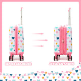 Esteemly Kid's Luggage Set 2 Piece Suitcase Set Hardside Luggage with Spinner Wheels Girls Carry on Toddler Travel Rolling Suitcase with Neck Pillow Airline Approved