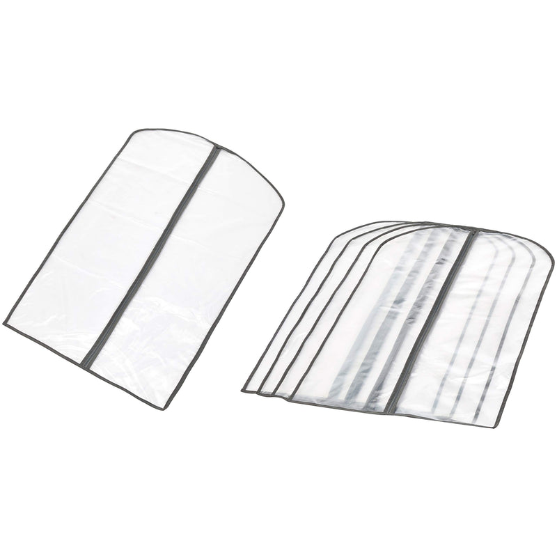 Amazon Basics Zippered PEVA Garment Bag, Dust Cover for Clothing Protection, Translucent White, 5-Pack