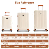 Hoteel Luggage Sets 3 Piece, 4-Yr Warranty Durable Suitcase Dual-Spinner Wheel TSA Lock, Lightweight Travel Hardshell PC+ABS Carry on Luggage for Men&Women, Beige(20/24/28 inch)