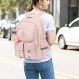 Xunteny College School Backpack for Girls, Women Travel Laptop Backpacks Teens Middle High School Bookbag (Pink)