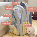 Vivixilan Cute Backpack with a Plush Pendant, Stylish Multi-pocket Bookbag with Anti-theft Design for New Semester Gifts (black)