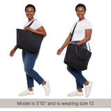 Large Carryall Tote Bag for Women - Lightweight Nylon Zipper Top Weekender Travel Beach Bag Personal Item w/Luggage Sleeve