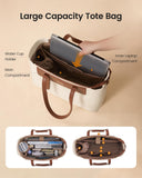 LOVEVOOK Laptop Tote Bag for Women 15.6 Inch, Water-Resistant Work Tote Bag Large Capacity Computer Bag Briefcase Handbag for Office Business Travel Teacher Nurse, Nylon & PU, Brown