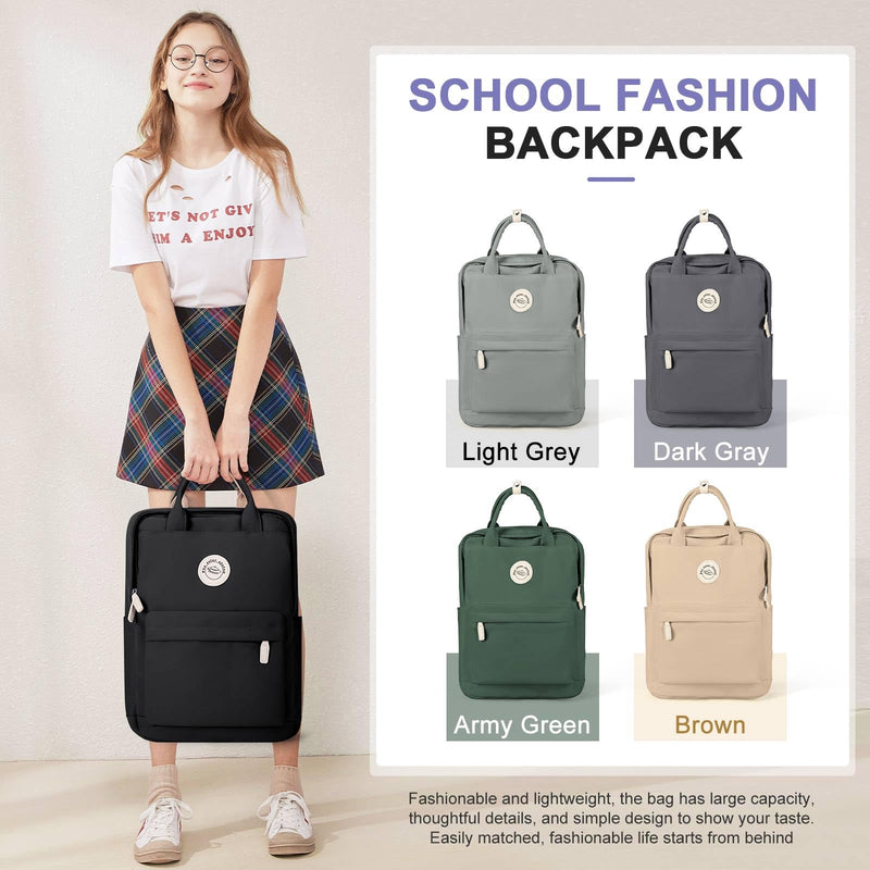 Black Small Backpack for Girls, Teenage Girls' Backpacks Middle School Students Bookbag Outdoor Daypack, Lightweight Casual Travel Daypack for Women Men, Classic Basic College Backpack for Teen Boys