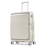 Samsonite Paralux Medium Checked Luggage - Innovative Design - Quick Access Front Pocket - Dual Suspension Wheel Technology - TSA Lock - Expandable - Includes Removable Packing Cubes - Stone Grey