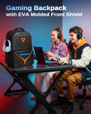 MATEIN Hard Shell Gaming Backpack for Men, Waterproof Extra Large Laptop Backpack with EVA Front Shield, 18 inch TSA Approved Gaming Laptop Bag with Controller Pockets & Cooling Pad Compartment