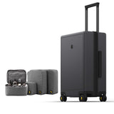 LEVEL8 Luminous Carry on Luggage, 20 Inch Hardside Suitcase Bundle with 4 PC Packing Cubes Organizer Set - Dark Grey