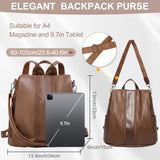 Backpack Purse for Women,VASCHY Fashion Faux Leather Anti-theft Backpack Purse Small for Ladies Bookbag Purse with Vintage Weave Brown