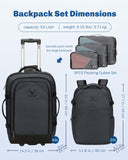 Hynes Eagle 2 in 1 Travel Backpack 22 inches Carry on Luggage 63L Rolling Backpack for Men Women with Packing Cubes 3PCS Set Gray Blue