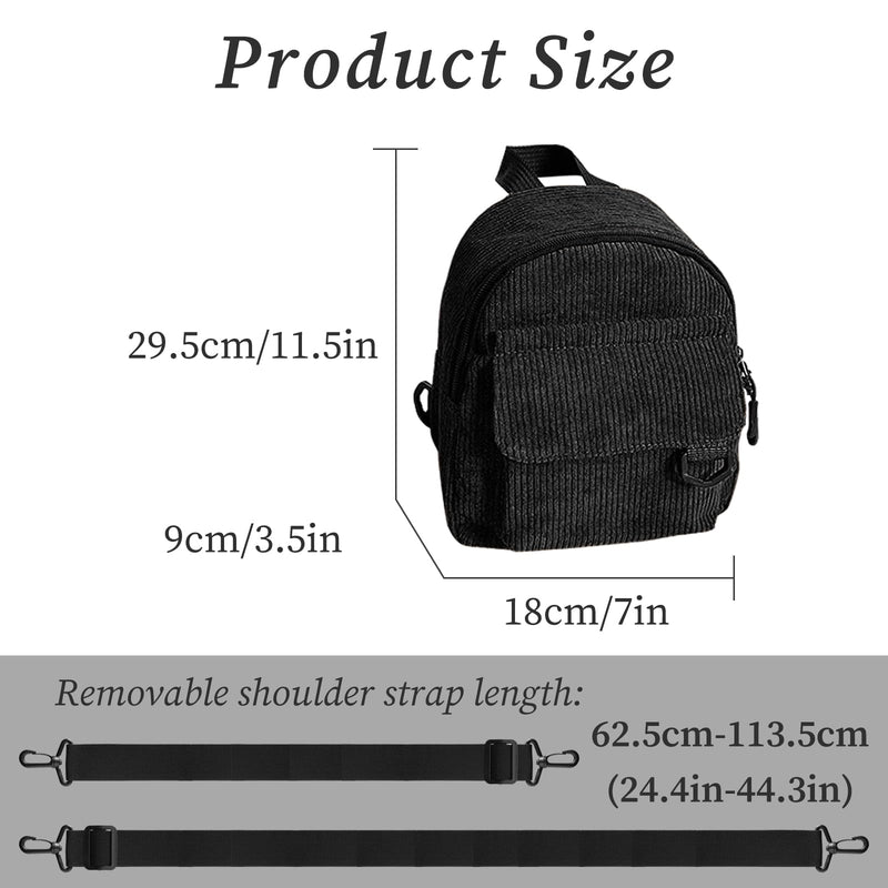 WisePoint Women's Fashion Backpacks, Corduroy Backpack Bag for Women Portable Backpack Purse Small Backpack (black)