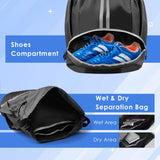BROTOU Soccer Bags - Football & Volleyball Backpack with Ball & Shoe Compartment, Gym Bags for Men/Women (L, Black)