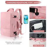 Hanples Carry on Travel Backpack for Women, Large 40L Personal Item Luggage Backpack,17inch Laptop Backpack TSA Flight Approved, Travel Essentials Casual Daypack with 2 Toiletry Bags (Pink)