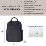 Baggallini Commuter Laptop Backpack - Lightweight 15x11 Travel Backpack w/RFID & Luggage Sleeve